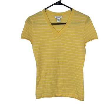 Vintage Tweeds Womens Yellow Cashmere Short Sleev… - image 1