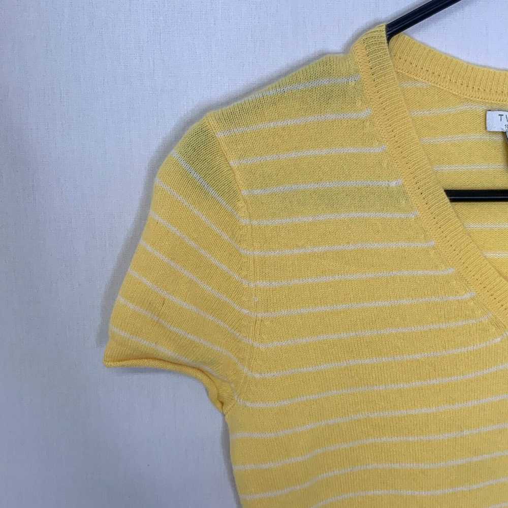 Vintage Tweeds Womens Yellow Cashmere Short Sleev… - image 3