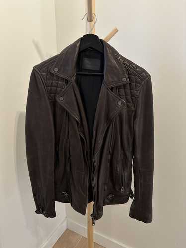 Allsaints Brown Leather Conroy Biker Jacket