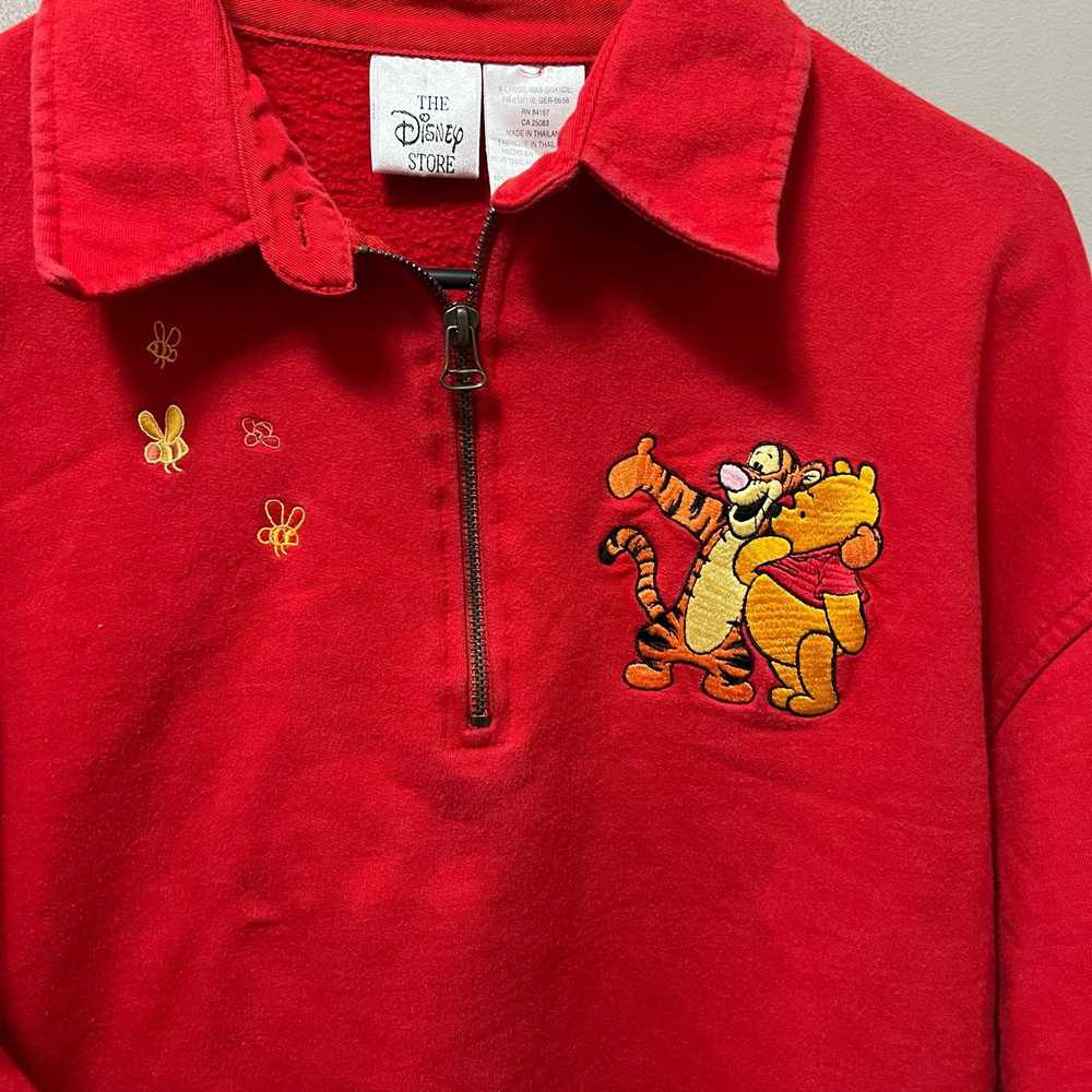 Disney Vintage Winnie The Pooh Quarter Zip Red Sw… - image 2