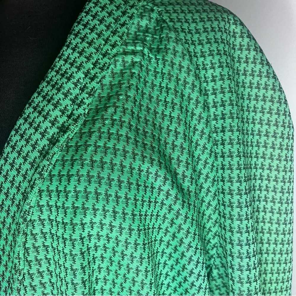 Vtg Green Houndstooth Boho Glam Plaid Belted Wrap… - image 4