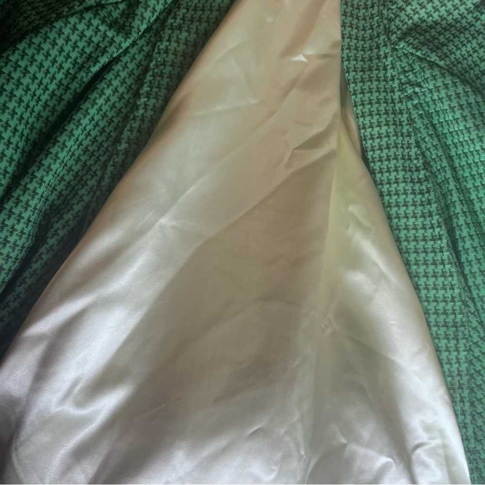 Vtg Green Houndstooth Boho Glam Plaid Belted Wrap… - image 6
