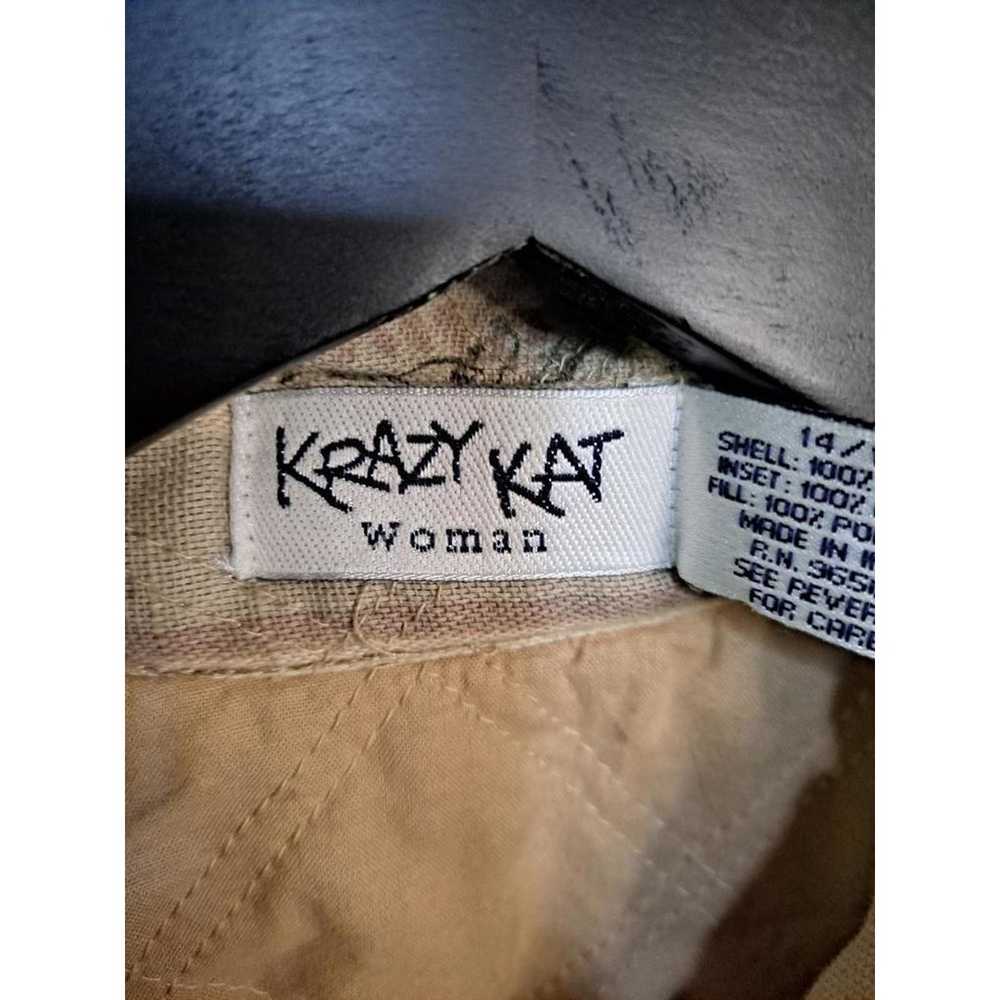 Krazy Kat Patchwork‎ Button Up Tan and Floral Coa… - image 3