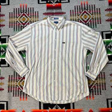 Vintage Faconnable Men’s Shirt Size Large Striped… - image 1