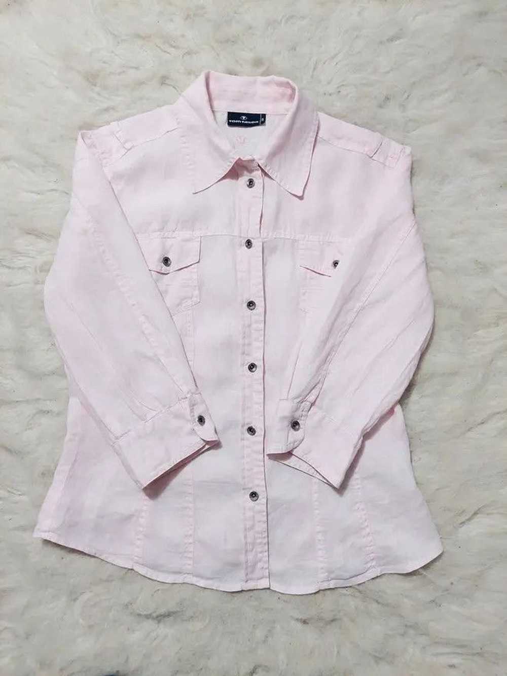 Tom Tailor 100% linen shirt powder pink luxury 80… - image 1