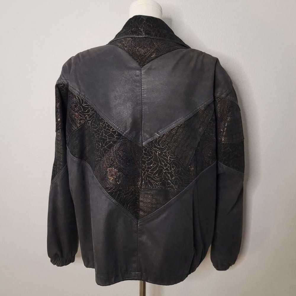 Vintage Winlit Black Leather Jacket with Gold Acc… - image 11