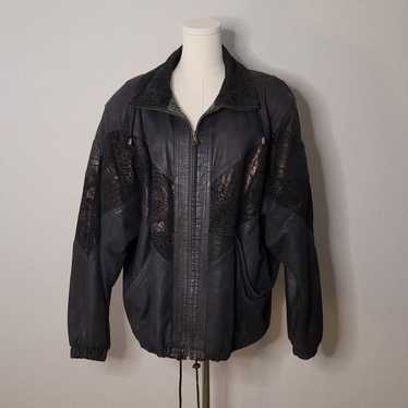 Vintage Winlit Black Leather Jacket with Gold Acc… - image 1