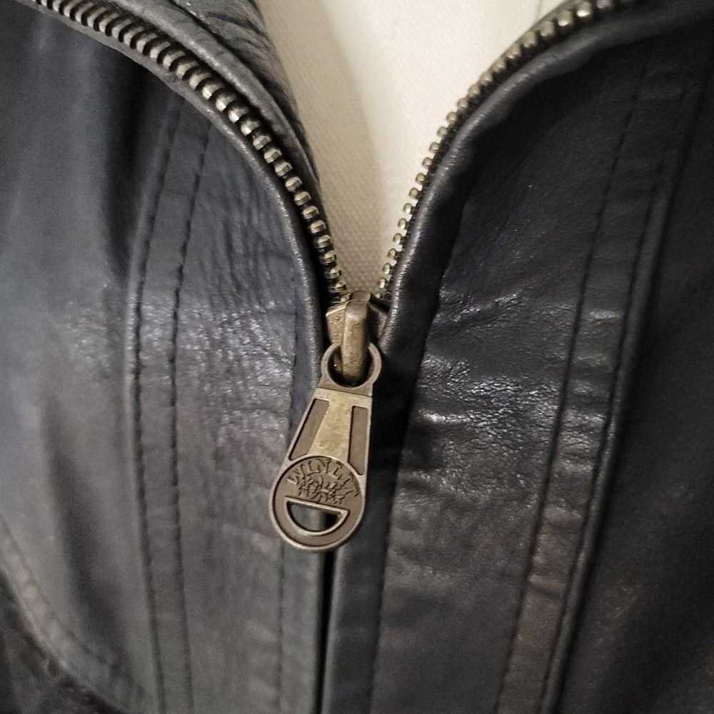 Vintage Winlit Black Leather Jacket with Gold Acc… - image 4