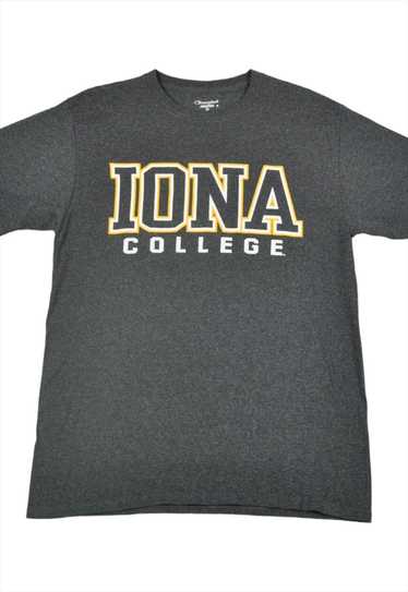 Vintage Champion Iona College T-shirt Grey Medium