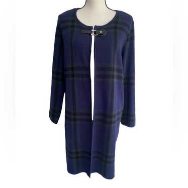 Anne Klein Blue/Green Flannel coat size L