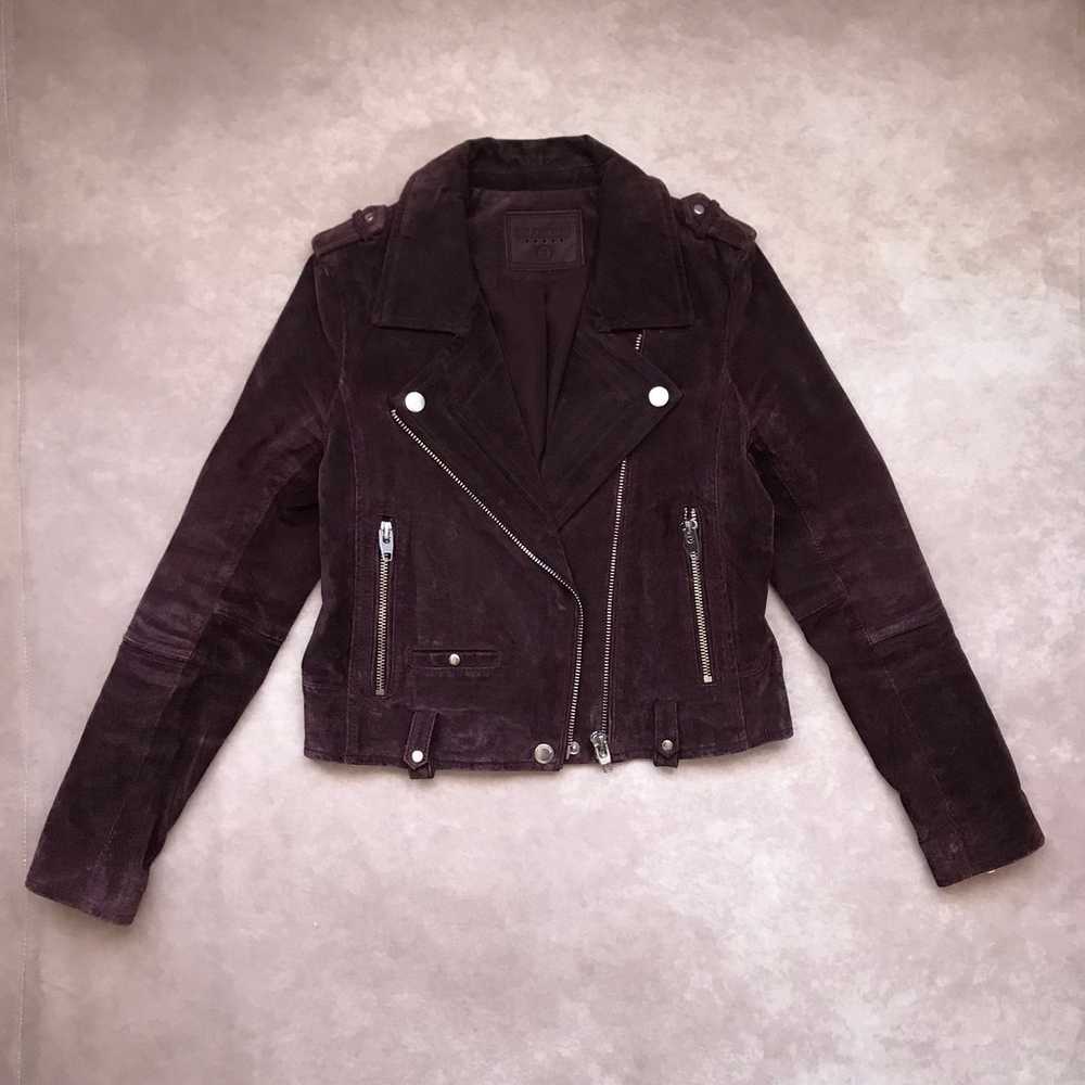 Blank NYC 100% Leather Suede Moto Jacket Burgundy… - image 1