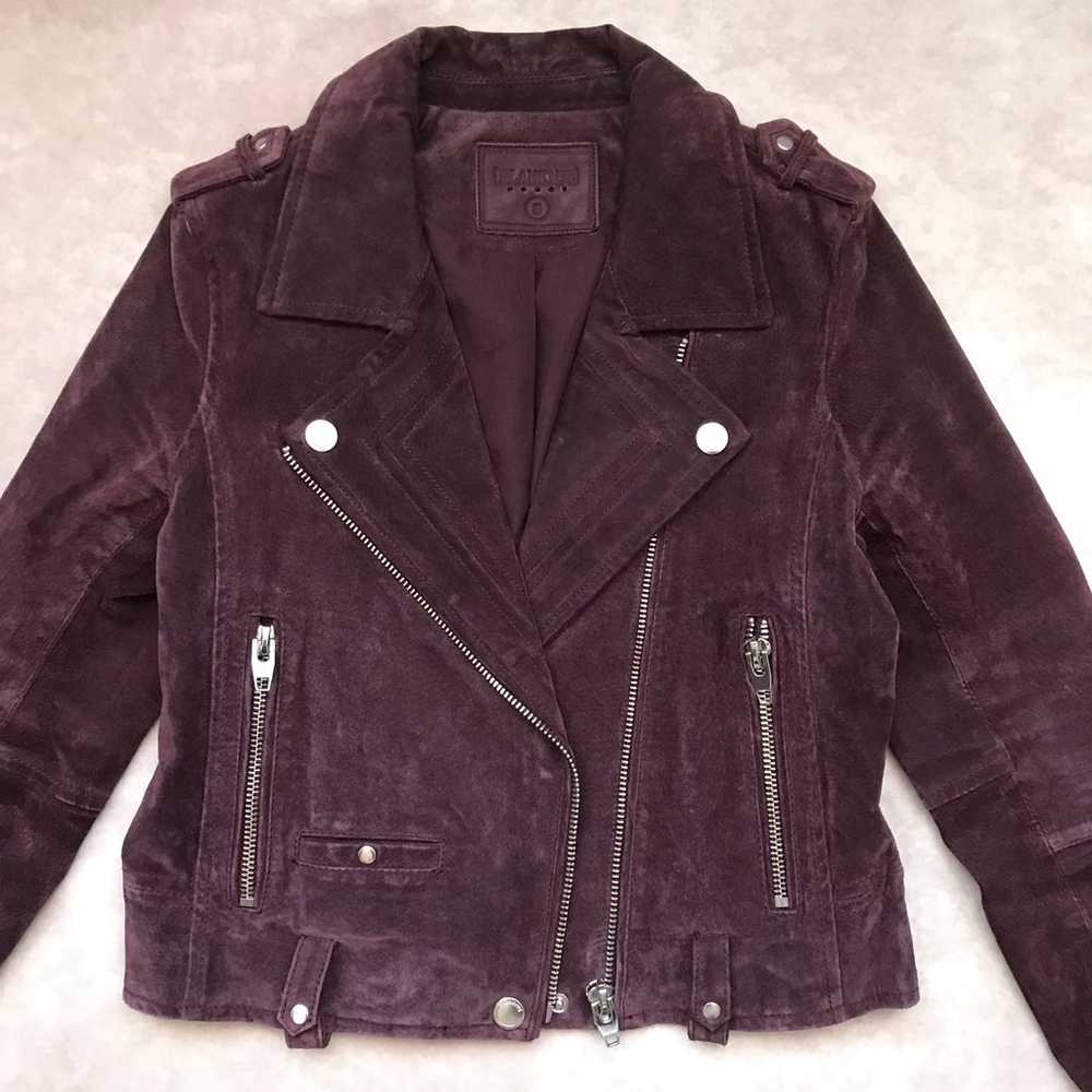 Blank NYC 100% Leather Suede Moto Jacket Burgundy… - image 2