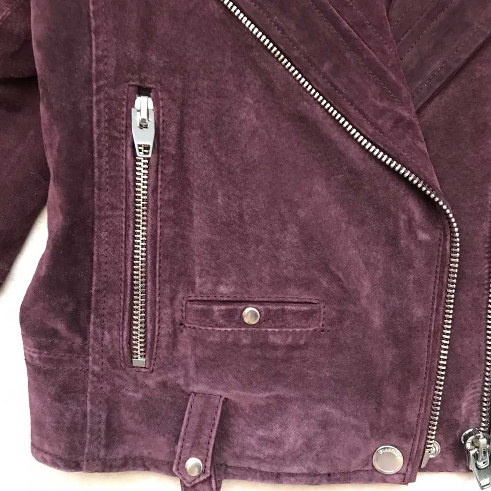 Blank NYC 100% Leather Suede Moto Jacket Burgundy… - image 5