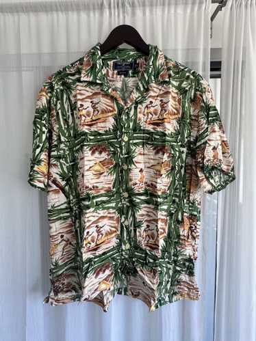 VTG Polo Ralph Lauren Camp Men's 100% Cotton Palm Trees Short Sleeves Shirt fashion XL.