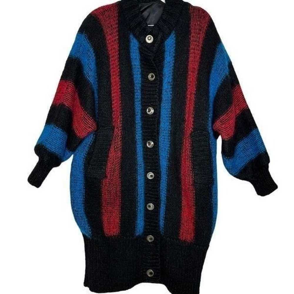 Vintage 1980s Oversized Long Wool Sweater Coat  |… - image 3