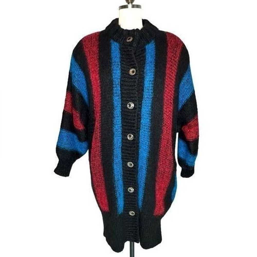 Vintage 1980s Oversized Long Wool Sweater Coat  |… - image 4