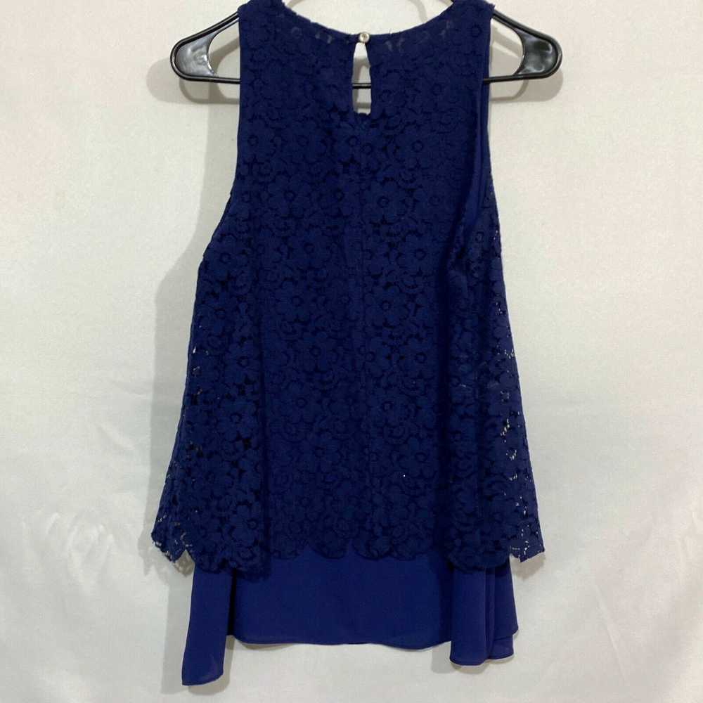 Vintage Alya Womens Blue Floral Lace Overlay Slee… - image 2