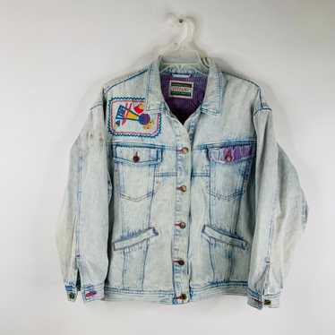 80s Streetwear Acid Wash Stitched Jacket