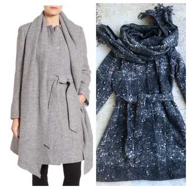 L Cole Haan wool belted scarf coat gray - image 1