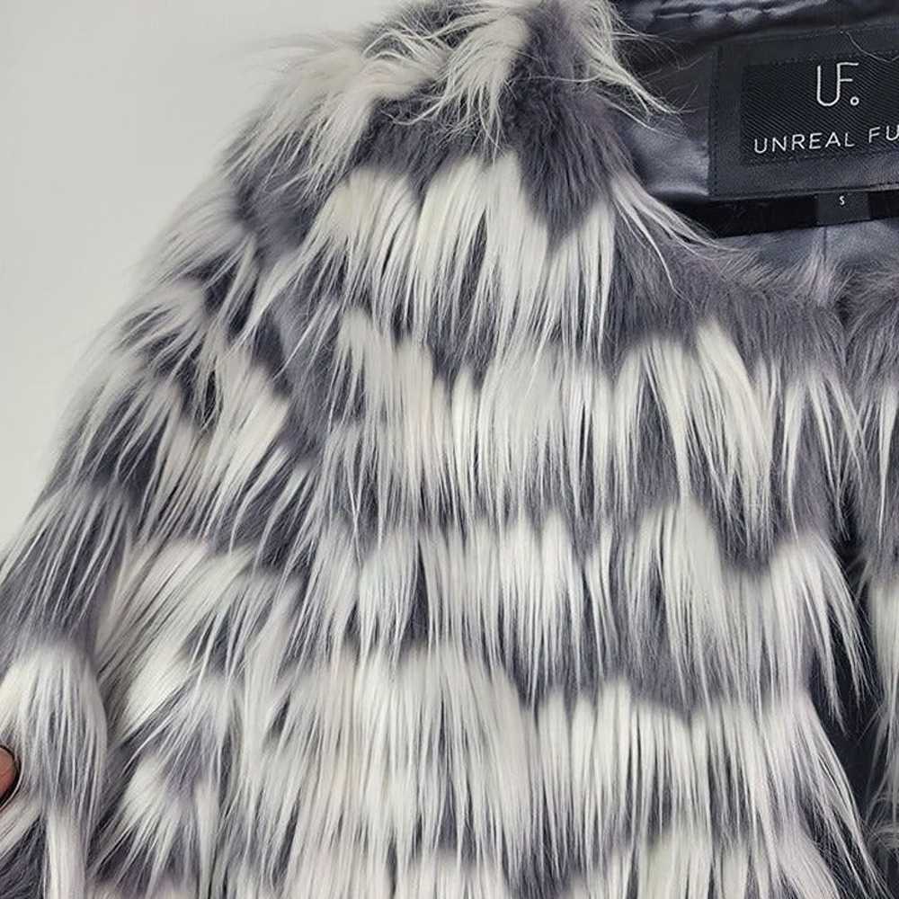 Unreal Fur Purple and White Striped Faux Fur Drea… - image 4