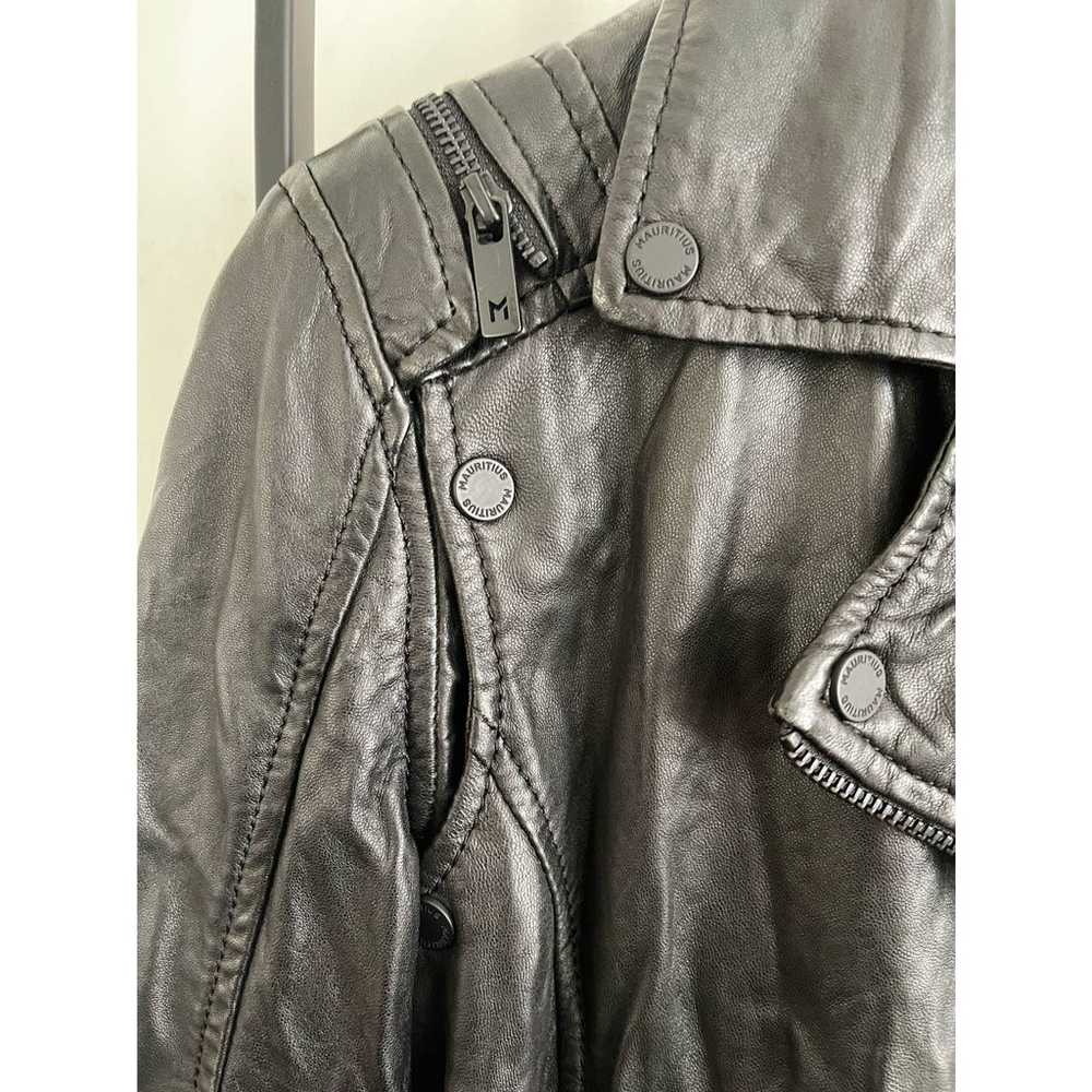 Luxury Black Leather MAURITIUS MOTO Jacket Size S - image 10