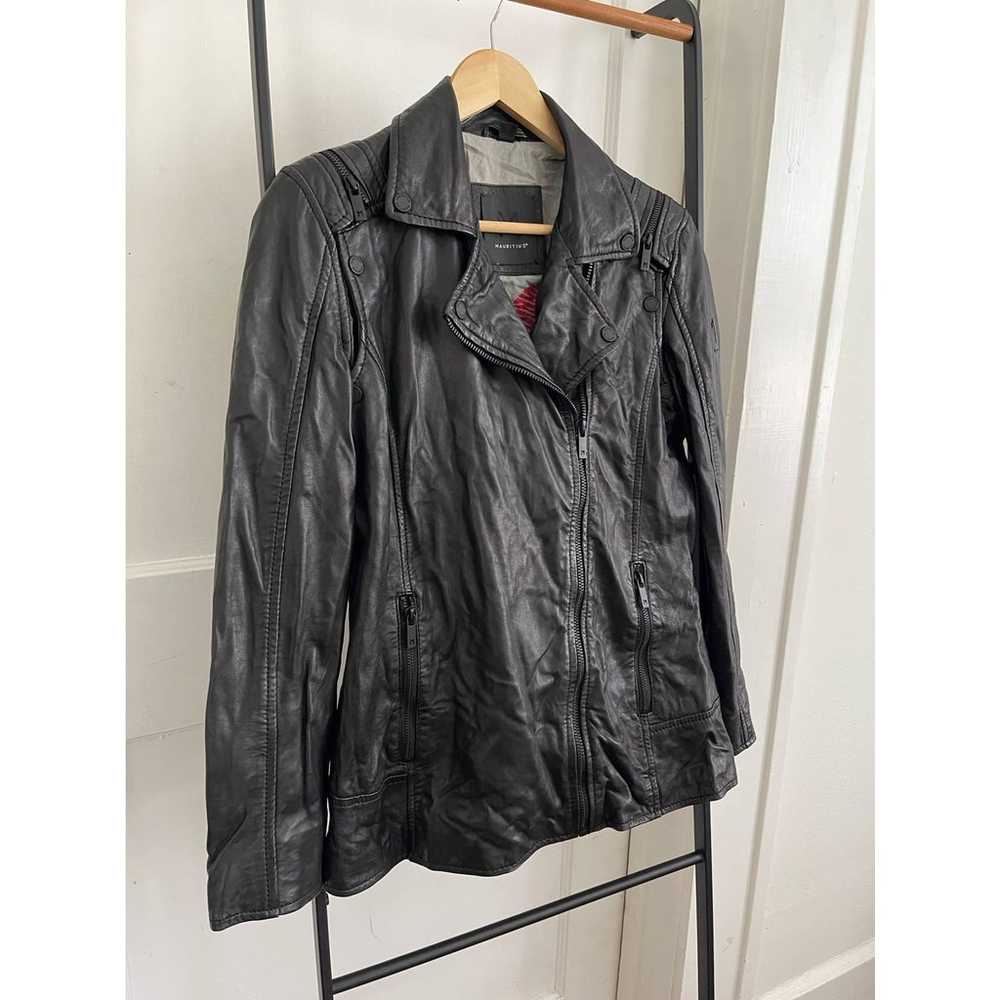 Luxury Black Leather MAURITIUS MOTO Jacket Size S - image 4