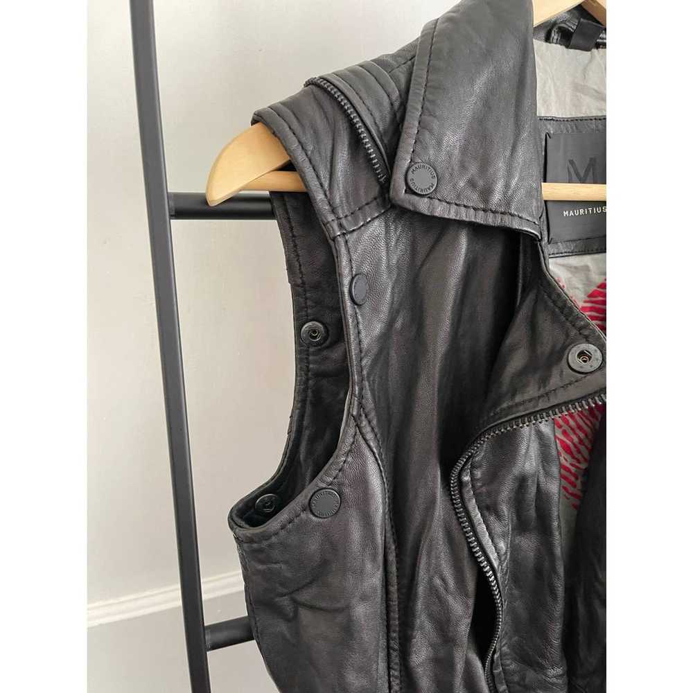 Luxury Black Leather MAURITIUS MOTO Jacket Size S - image 9