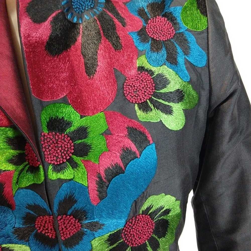 Vintage 90s Embroidered Duster Jacket Size S Blac… - image 11