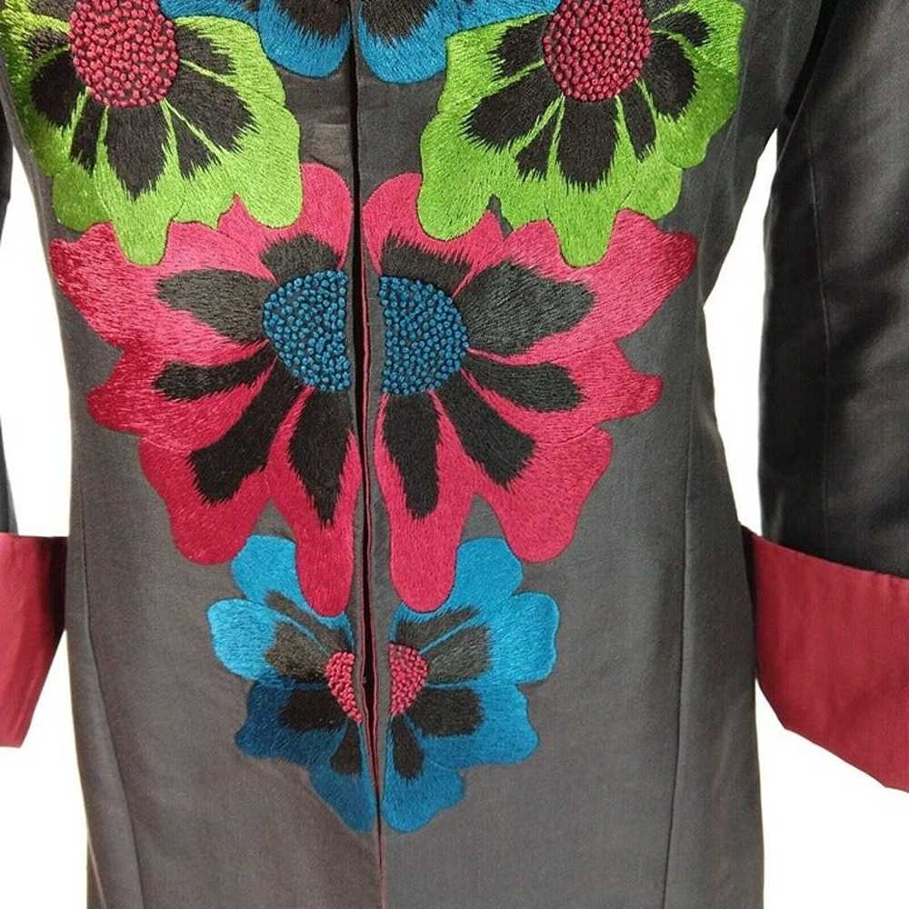 Vintage 90s Embroidered Duster Jacket Size S Blac… - image 12