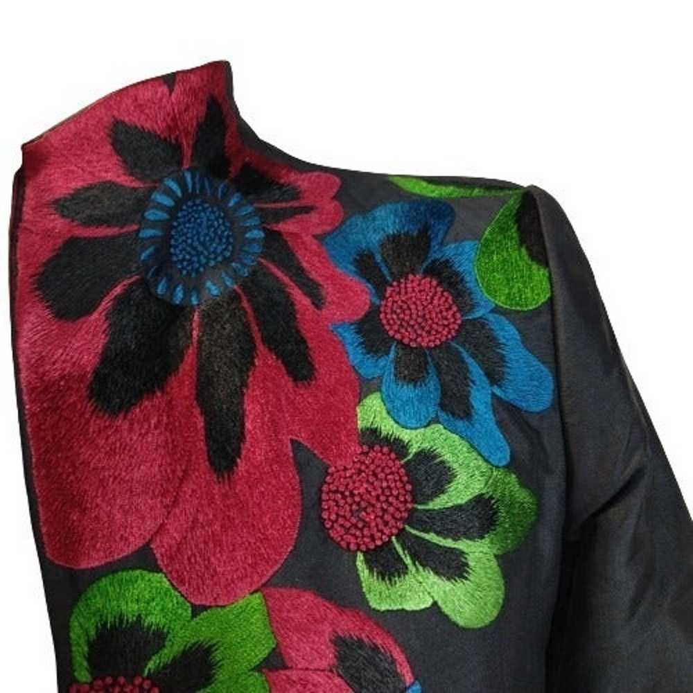 Vintage 90s Embroidered Duster Jacket Size S Blac… - image 3