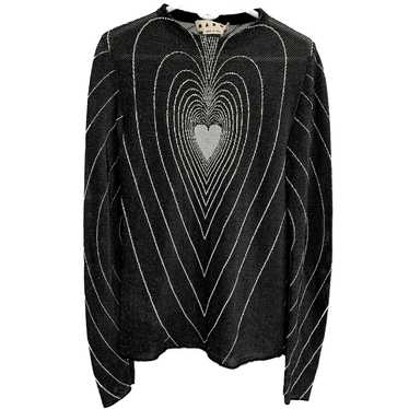 Marni heart-print V-neck jumper - Black
