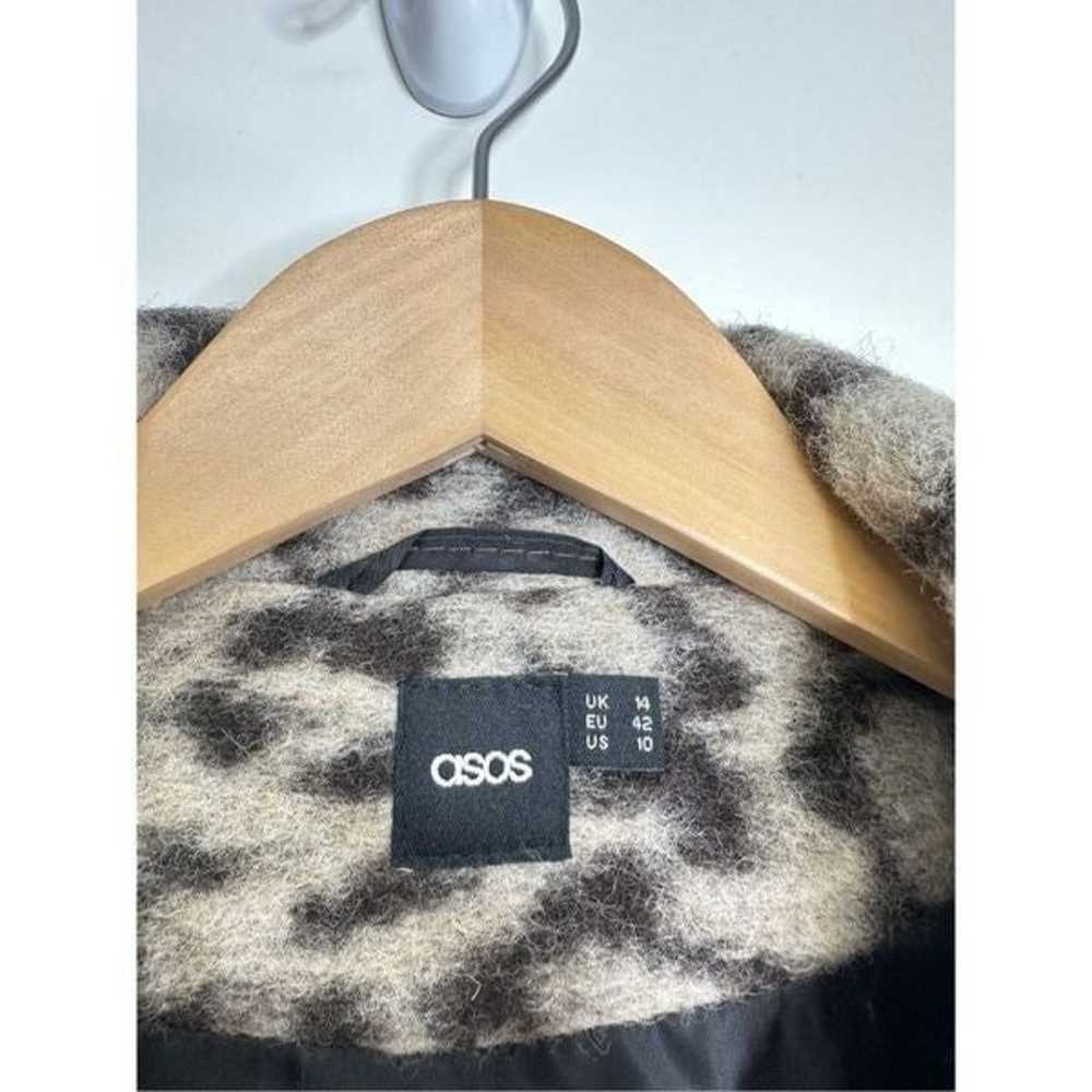 ASOS Wool Overcoat Womens Size 10 Leopard Print T… - image 10