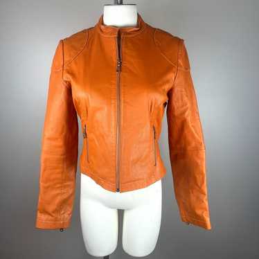 Wilsons Leather Orange Moto Jacket - M
