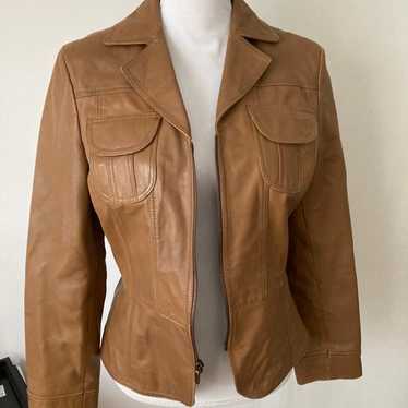 Nine West Sz M Brown 90s Leather Jacket