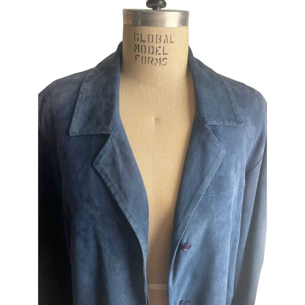 Marina Rinaldi Blue Suede Blazer Jacket w/ belt -… - image 2
