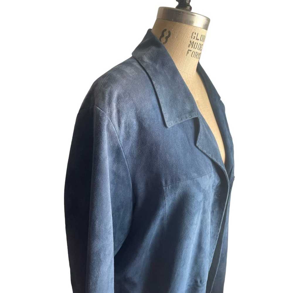 Marina Rinaldi Blue Suede Blazer Jacket w/ belt -… - image 3
