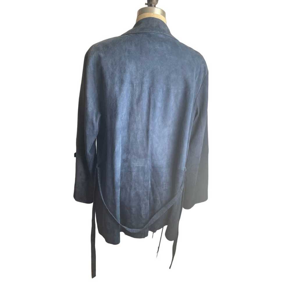 Marina Rinaldi Blue Suede Blazer Jacket w/ belt -… - image 4