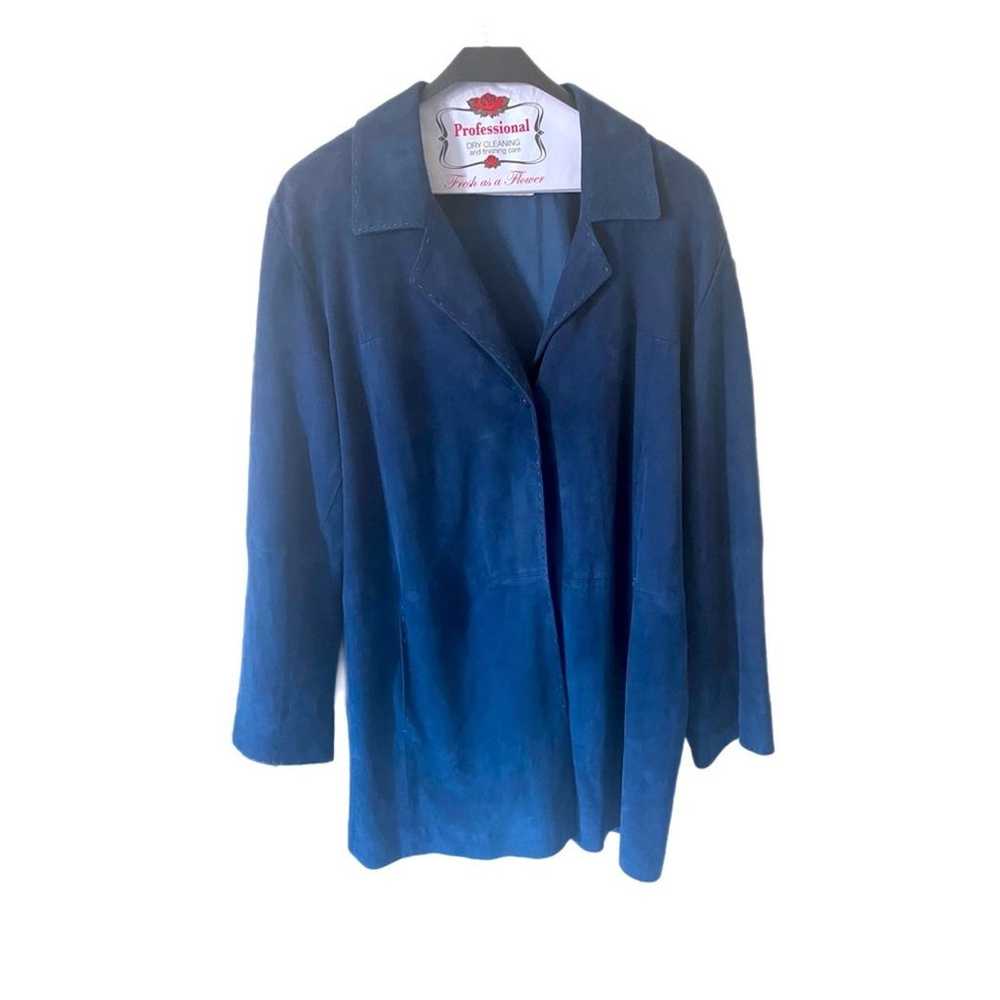 Marina Rinaldi Blue Suede Blazer Jacket w/ belt -… - image 5