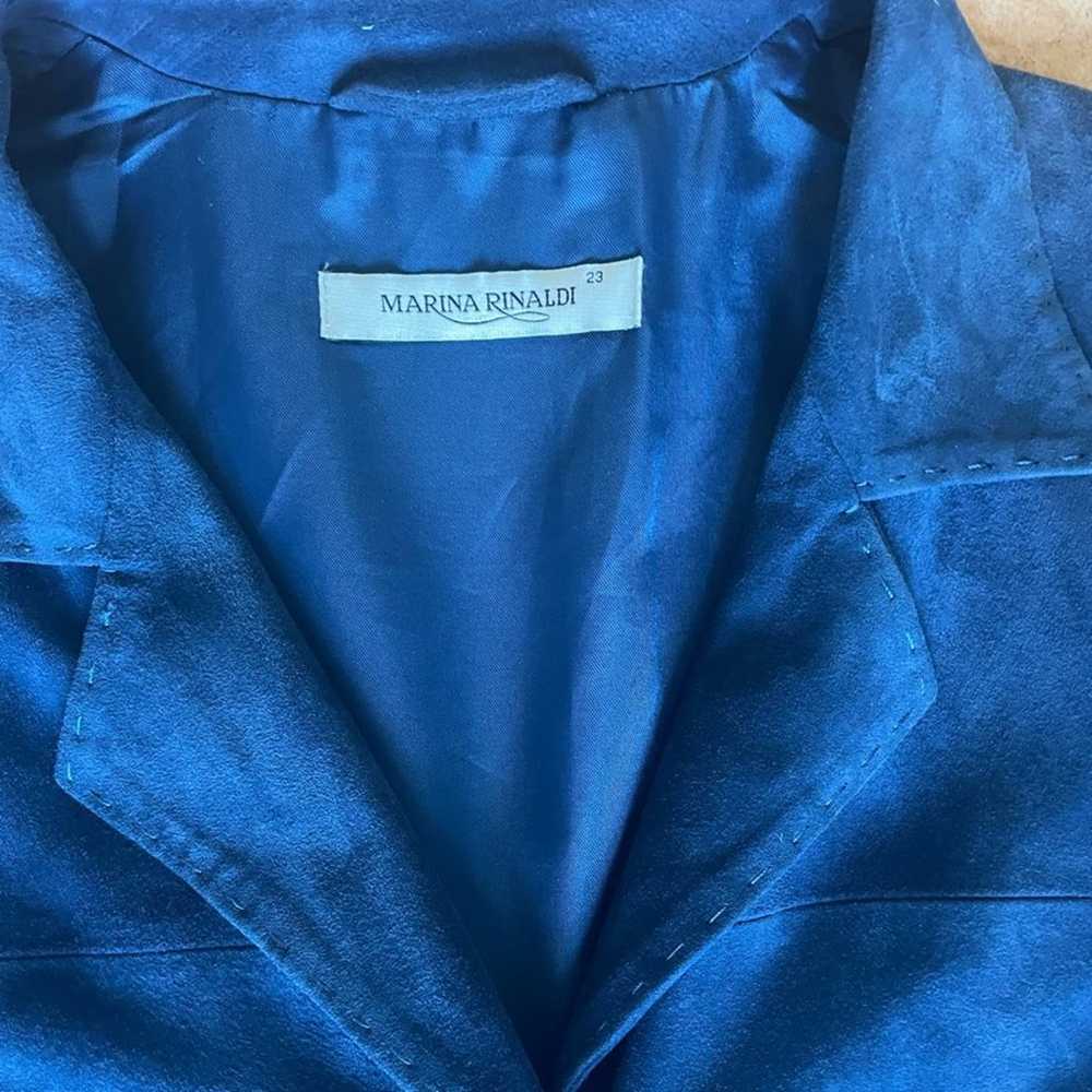 Marina Rinaldi Blue Suede Blazer Jacket w/ belt -… - image 6