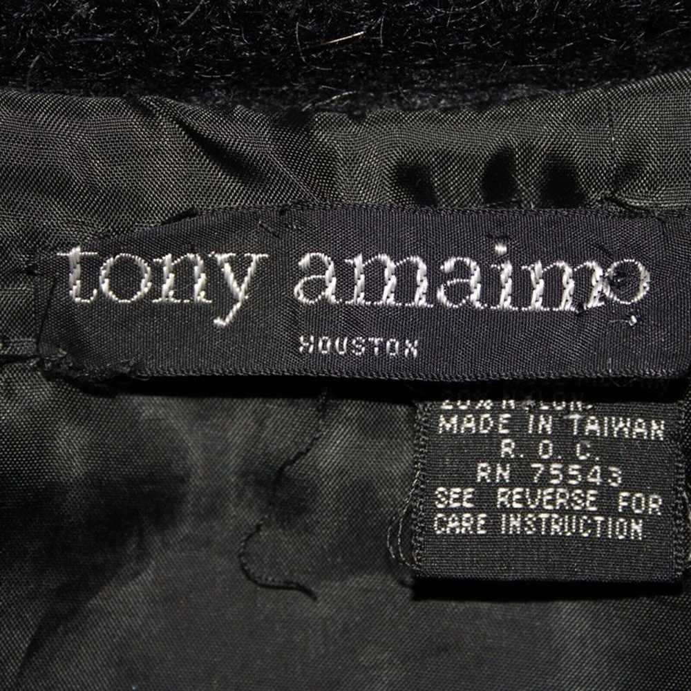 Tony Amaimo Sz L Black Tan Silver Wool Mohair Nyl… - image 6