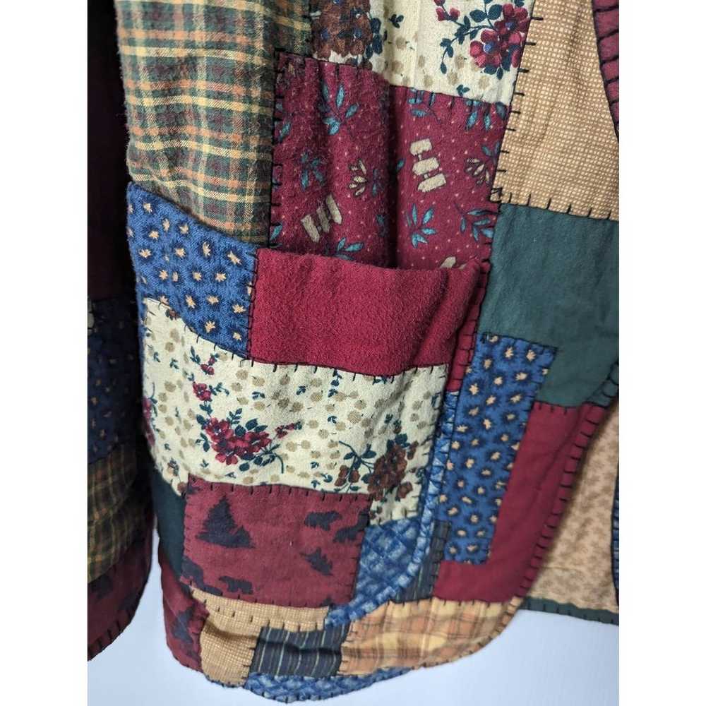 Vintage Handmade Quilted Patchwork Open Front Jac… - image 3