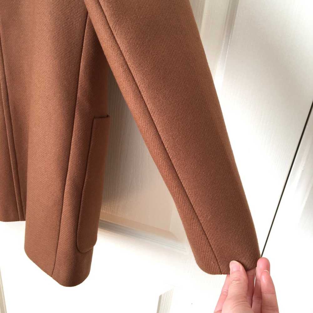 Zara Camel Color Wool Hooded Zip Up Long Coat Jac… - image 11