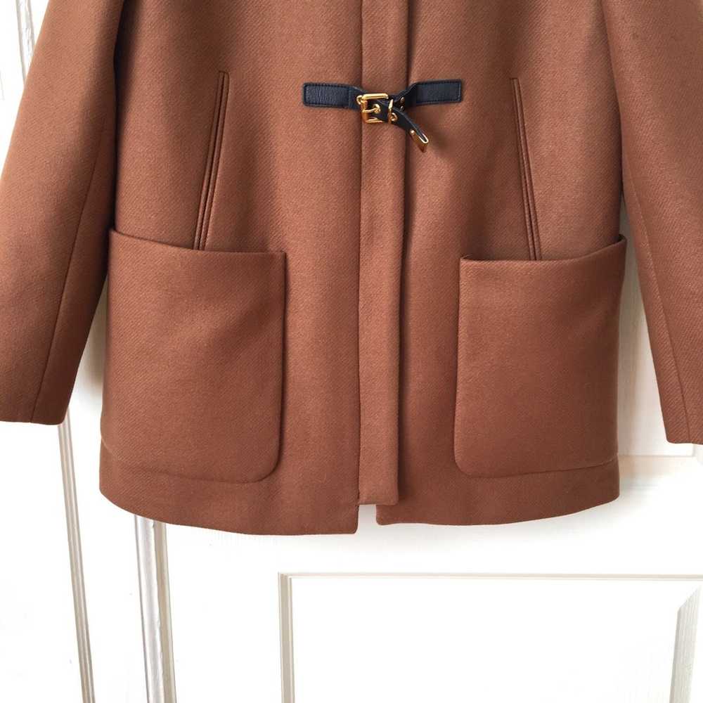 Zara Camel Color Wool Hooded Zip Up Long Coat Jac… - image 4