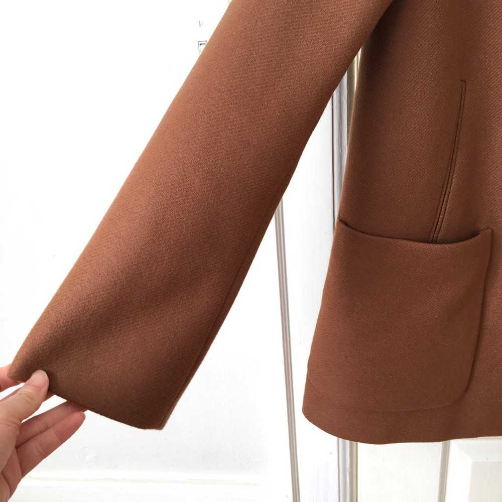Zara Camel Color Wool Hooded Zip Up Long Coat Jac… - image 5