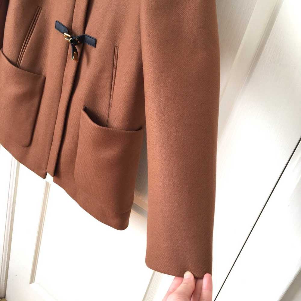 Zara Camel Color Wool Hooded Zip Up Long Coat Jac… - image 6