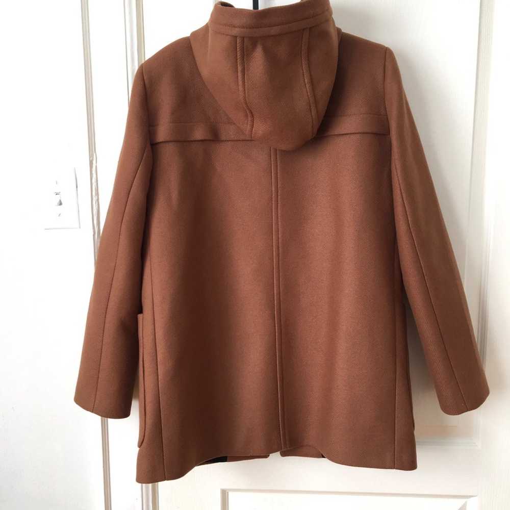 Zara Camel Color Wool Hooded Zip Up Long Coat Jac… - image 8