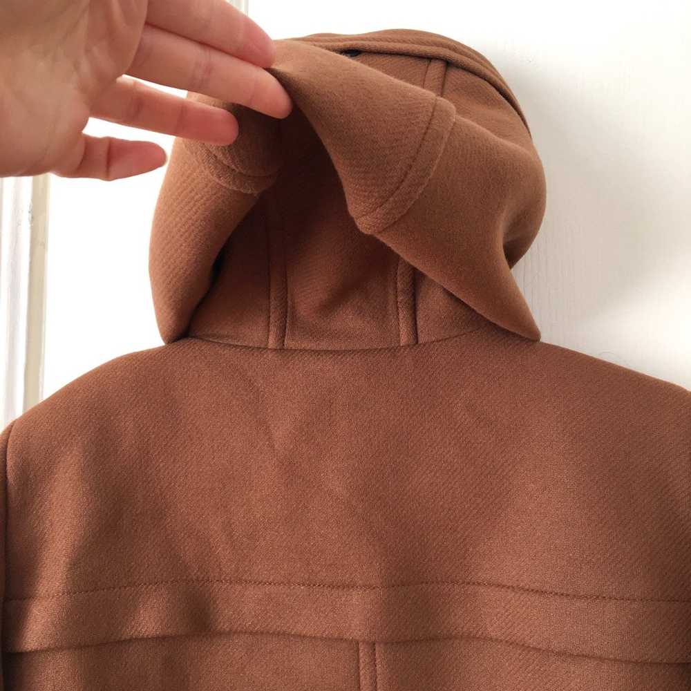 Zara Camel Color Wool Hooded Zip Up Long Coat Jac… - image 9