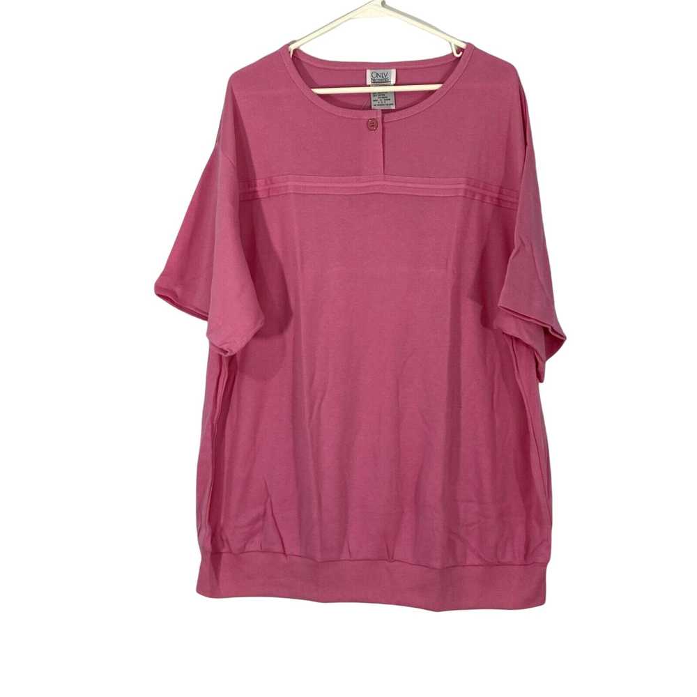 Vintage Only Necessities Womens Pink Short Sleeve… - image 1