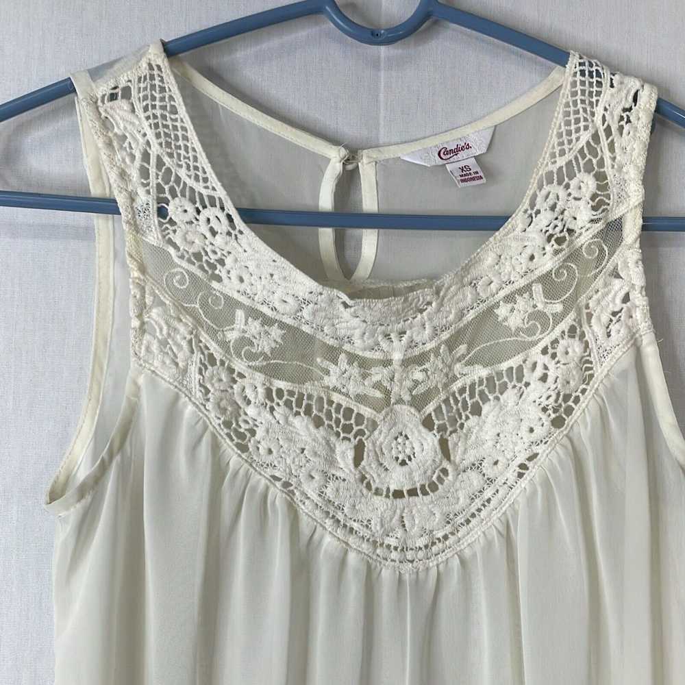 Vintage Candie's Womens White Floral Lace Sleevel… - image 3