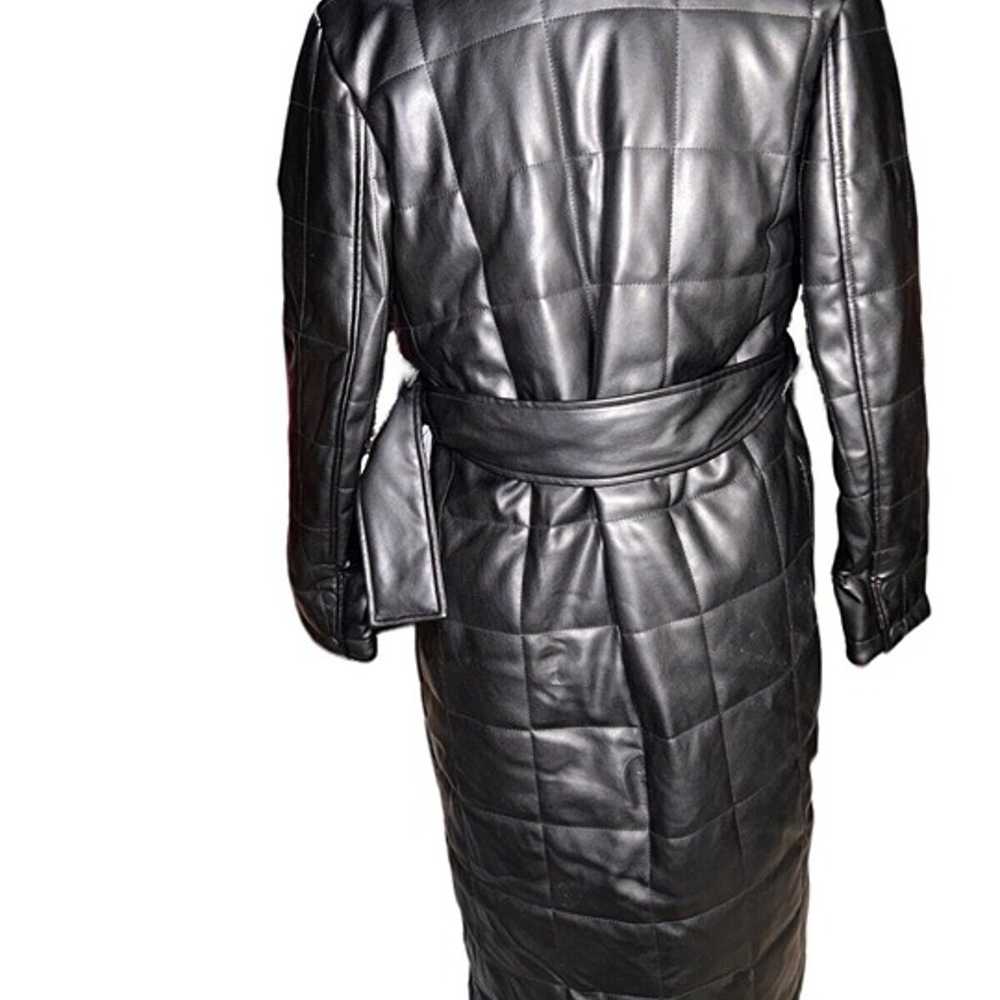 Topshop Faux Leather Quilted Belted Trench Coat S… - image 3